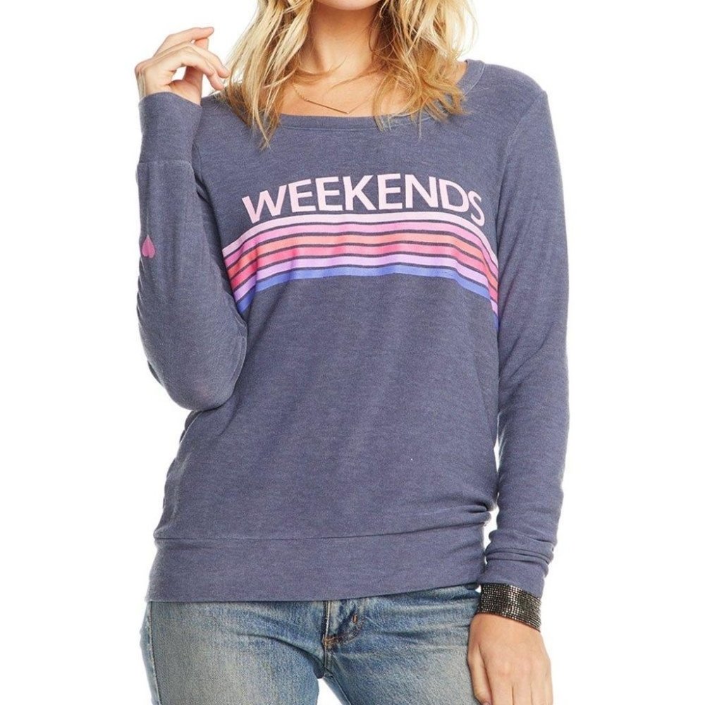 Chaser Pink and Purple Weekends Sweater Sz XS